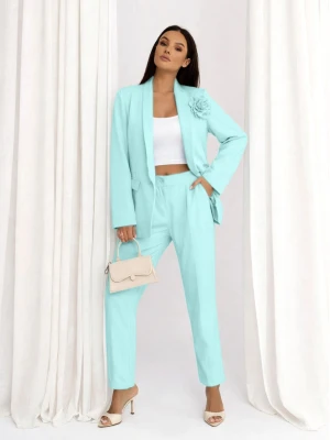 Modny garnitur marynarka ze spodniami TRIXIE - miętowy  magmac 