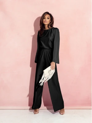 Modny komplet z szerokimi spodniami MAVIS - czarny  magmac 