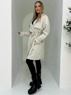 Modny płaszcz damski CLR040 - beżowy
 -                                    S Ombre