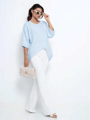 Modny sweter z krótkim rękawem LEANNA - błękitny  magmac 