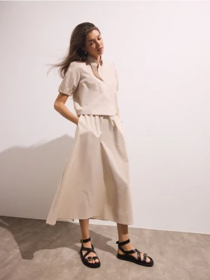 Mohito - Bawełniana beżowa spódnica midi - beżowy