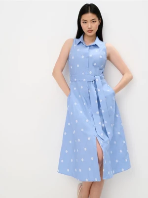 Mohito - Bawełniana błękitna szmizjerka midi - błękitny