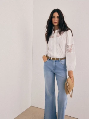 Mohito - Bawełniana bluzka z koronką - biały