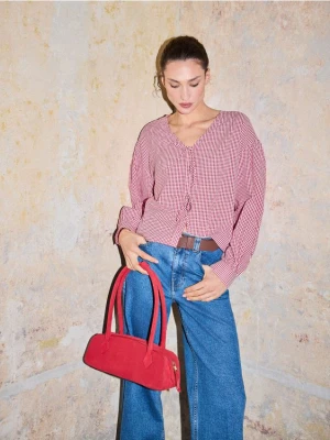 Mohito - Bawełniana bluzka z wiązaniami - czerwony