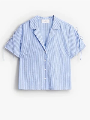 Mohito - Bawełniana góra od piżamy w paski - niebieski