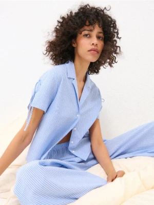 Mohito - Bawełniana góra od piżamy w paski - niebieski