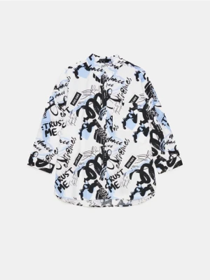 Mohito - Bawełniana koszula w abstrakcyjny print - czarny