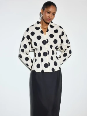 Mohito - Bawełniana koszula w grochy - kremowy