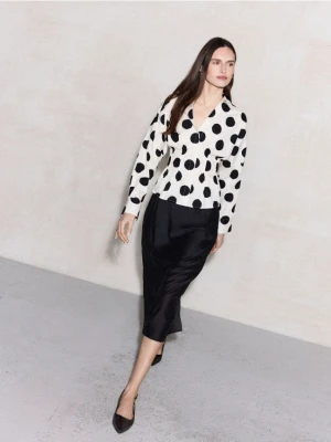 Mohito - Bawełniana koszula w grochy - kremowy