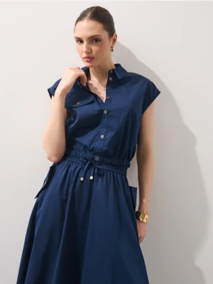 Mohito - Bawełniana koszula z krótkim rękawem - granatowy