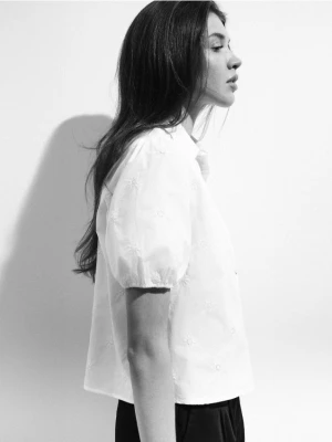 Mohito - Bawełniana koszula z krótkim rękawem - kremowy