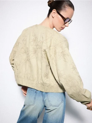 Mohito - Bawełniana kurtka z haftem - oliwkowy