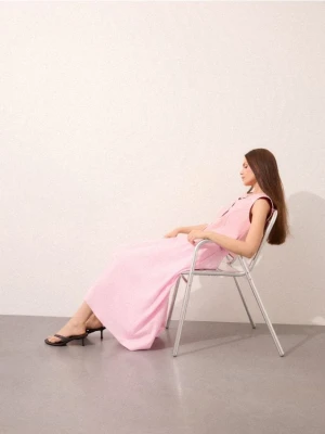 Mohito - Bawełniana różowa spódnica midi - pastelowy różowy