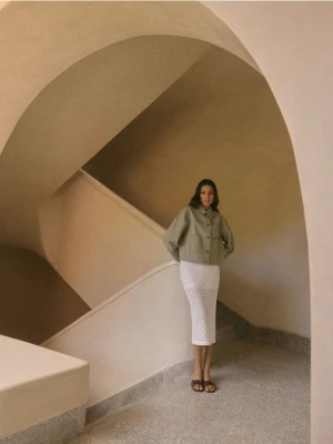 Mohito - Bawełniana spódnica - kremowy