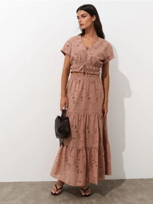 Mohito - Bawełniana spódnica maxi - brązowy