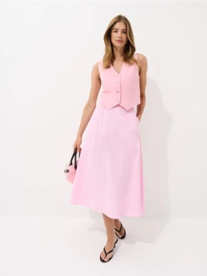 Mohito - Bawełniana spódnica midi - pastelowy różowy