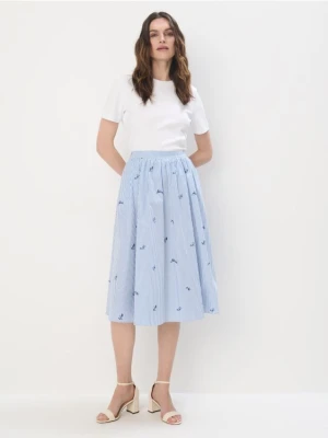 Mohito - Bawełniana spódnica midi ze wzorem - niebieski