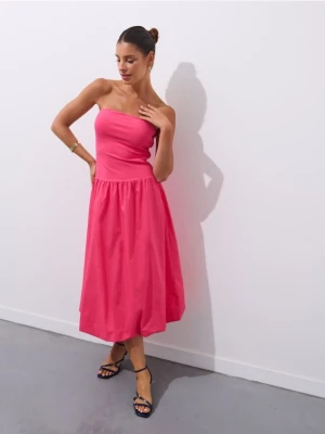 Mohito - Bawełniana sukienka maxi - mocny różowy