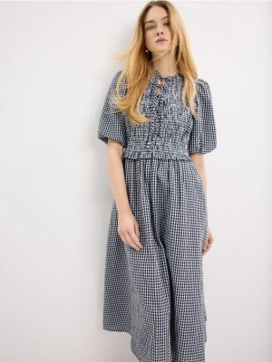 Mohito - Bawełniana sukienka midi - granatowy