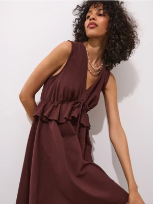 Mohito - Bawełniana sukienka mini - ciemnobrązowy