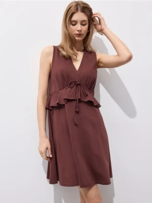 Mohito - Bawełniana sukienka mini - ciemnobrązowy