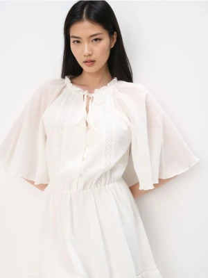 Mohito - Bawełniana sukienka mini - kremowy