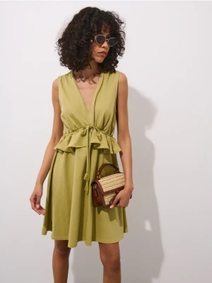 Mohito - Bawełniana sukienka mini - oliwkowy