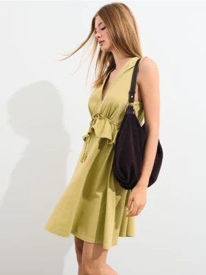 Mohito - Bawełniana sukienka mini - oliwkowy