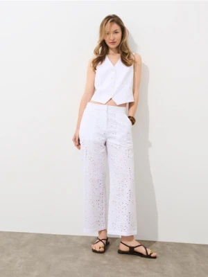 Mohito - Bawełniane spodnie culotte - biały