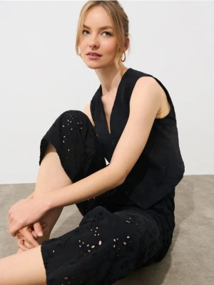 Mohito - Bawełniane spodnie culotte - czarny