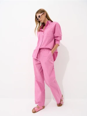 Mohito - Bawełniane spodnie w paski - pastelowy różowy