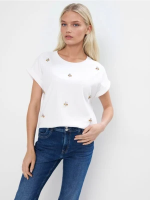 Mohito - Bawełniany biały t-shirt - biały