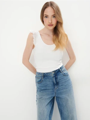 Mohito - Bawełniany biały top - biały