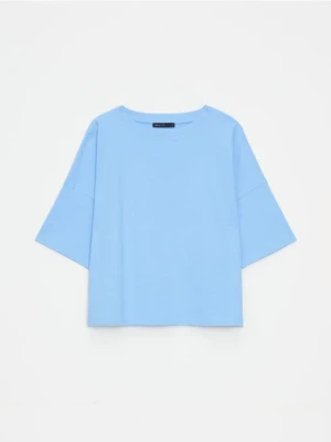 Mohito - Bawełniany błękitny t-shirt - błękitny