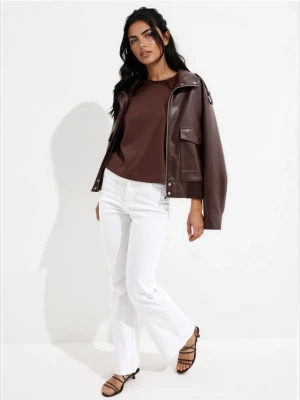 Mohito - Bawełniany brązowy t-shirt - brązowy