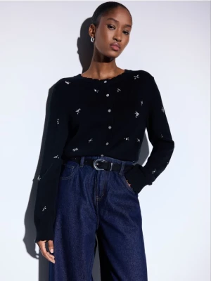 Mohito - Bawełniany czarny kardigan - czarny