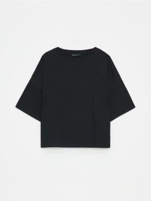 Mohito - Bawełniany czarny t-shirt - czarny