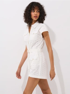 Mohito - Bawełniany kombinezon - kremowy