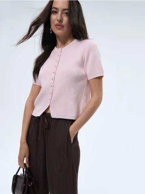 Mohito - Bawełniany pastelowy kardigan - pastelowy różowy