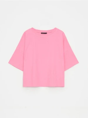 Mohito - Bawełniany różowy t-shirt - pastelowy różowy