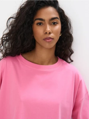 Mohito - Bawełniany różowy t-shirt - pastelowy różowy