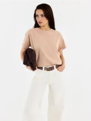 Mohito - Bawełniany t-shirt - beżowy