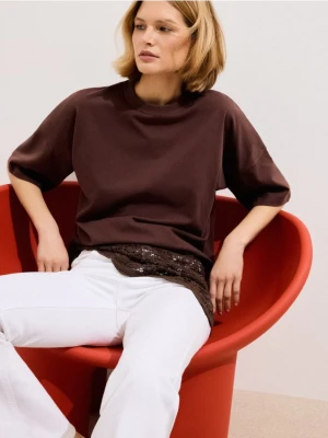 Mohito - Bawełniany t-shirt - brązowy