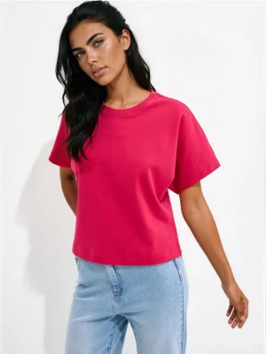 Mohito - Bawełniany t-shirt - fuksjowy