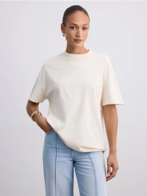 Mohito - Bawełniany t-shirt o prostym kroju - beżowy