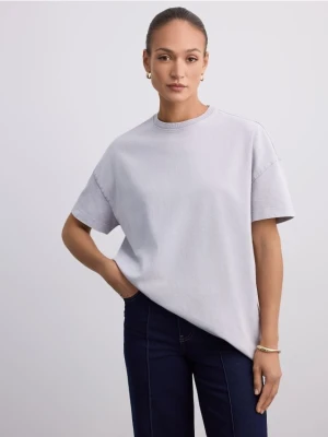 Mohito - Bawełniany t-shirt o prostym kroju - błękitny