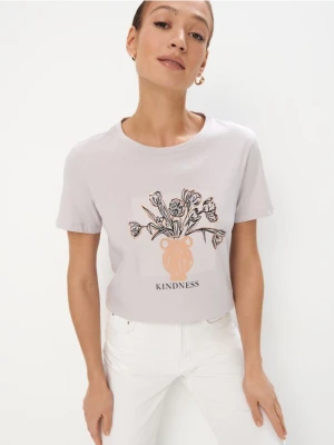 Mohito - Bawełniany t-shirt - pastelowy różowy