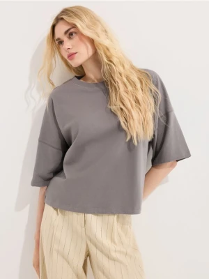 Mohito - Bawełniany t-shirt - szary