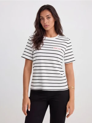 Zdjęcie produktu Mohito - Bawełniany T-shirt w paski - biały