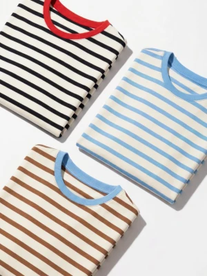 Mohito - Bawełniany t-shirt w paski - czarny